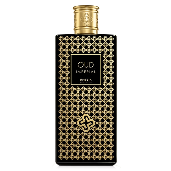 Perris Monte Carlo - Oud Imperial luxuriöser schwarzer Flakon mit goldenem Ornament und edlem Label für kostbaren Oud-Duft