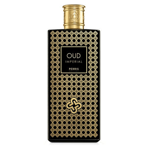 Perris Monte Carlo - Oud Imperial luxuriöser schwarzer Flakon mit goldenem Ornament und edlem Label für kostbaren Oud-Duft