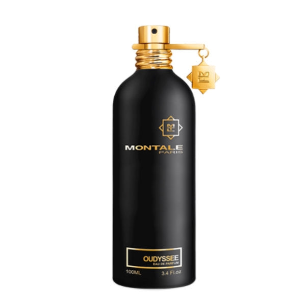 Montale - Oudyssee Parfumflakon in mattschwarzem Design mit goldfarbenem Zerstäuber und minimalistischer Beschriftung