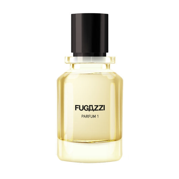 Fugazzi - Parfum 1 Flakon mit klarem Glas und schwarzem Deckel vor weißem Hintergrund minimalistisch präsentiert