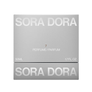 Sora Dora - White Collection - 7 Parfumverpackung in edlem Grau mit minimalistischer Schrift in schlichtem Design