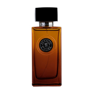 Arte Profumi - Parfum d'Aube Parfumflakon in warmem Orange mit schwarzem Verschluss und rundem Emblem mittig am Flakon