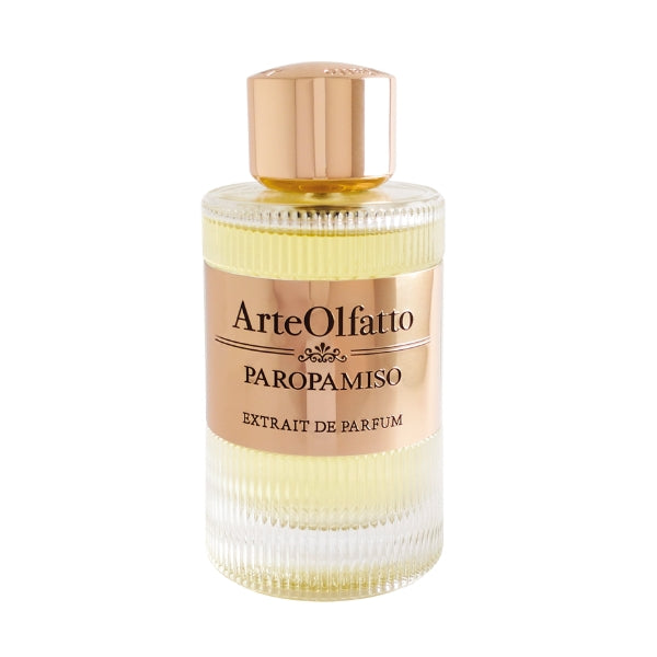 ArteOlfatto - Paropamiso Parfumflakon mit geriffeltem Glas und goldenem Etikett vor weißem Hintergrund
