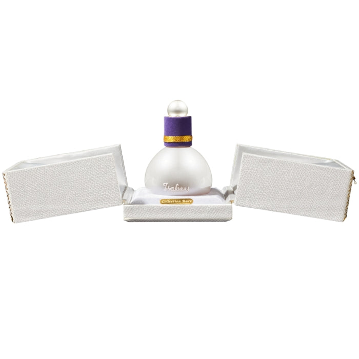 Isabey - Gardénia - Extrait de Parfum Flakon in Perlmut mit violettem Samtverschluss und elegantem weißem Etui geöffnet
