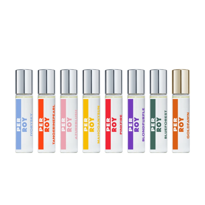 Perroy Parfum - Travel Set mit acht kleinen Parfumfläschchen in unterschiedlichen Farben für verschiedene Duftstimmungen