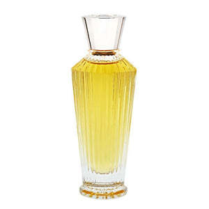 Neela Vermeire Créations - Pichola eleganter Parfümflakon mit facettiertem Glas und goldenem Duft vor weißem Hintergrund