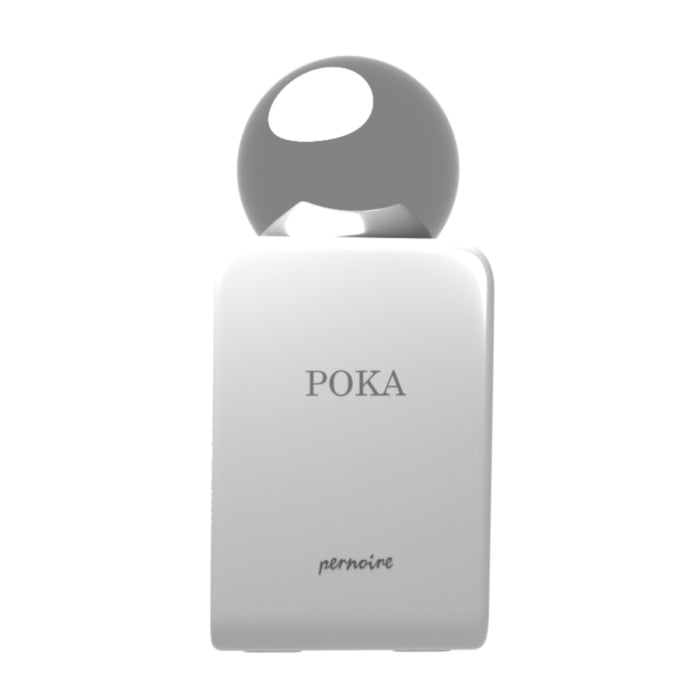 Pernoire - Odus Collection - Poka Parfumflakon in Weiß mit rundem glänzendem Verschluss und minimalistischer Gestaltung