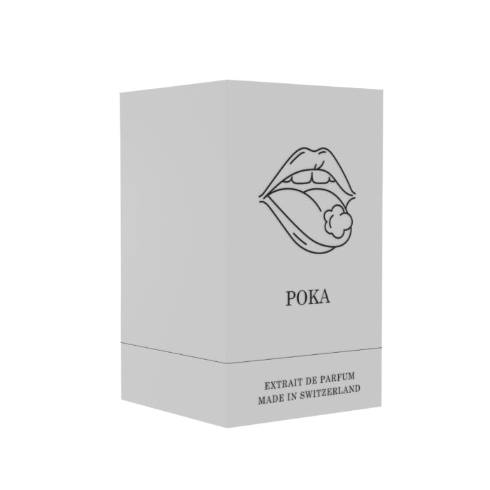 Pernoire - Odus Collection - Poka Verpackung in schlichtem Weiß mit stilisierter Lippenzeichnung und klarer Typografie