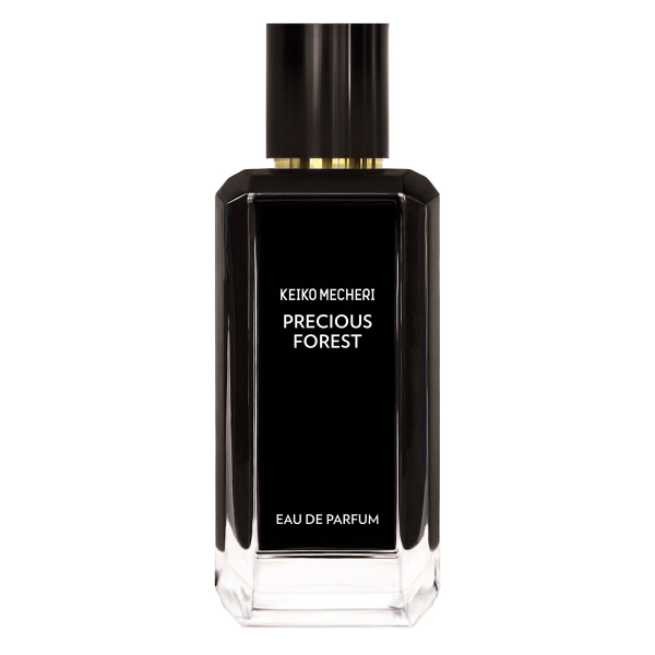 Keiko Mecheri - Precious Forest Parfumflakon mit klarer, kantiger Form und schwarzem Verschluss in edlem, modernem Design