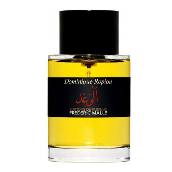 Frédéric Malle - Promise Parfumflakon mit schwarzem Etikett und goldenem Duftöl vor weißem Hintergrund