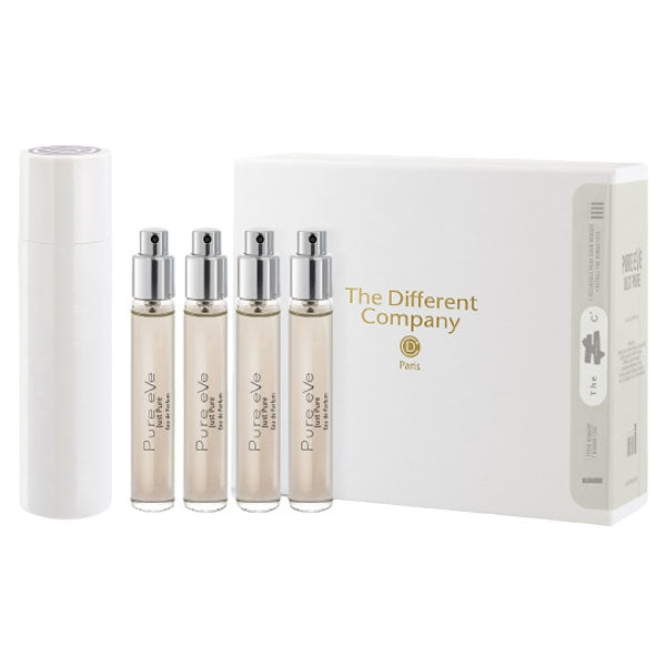 The Different Company - Pure Eve - Travelset Refill mit vier praktischen Nachfüllflakons und kompakter Aufbewahrungsbox
