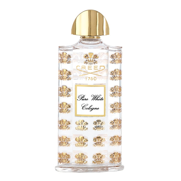 Creed - Les Royales Exclusives - Pure White Cologne Parfumflakon mit goldfarbenem Verschluss und floralem Reliefmuster aus klarem Glas