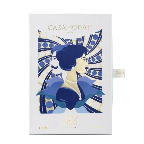 Xerjoff - Casamorati 1888 - Quattro Pizzi elegante Geschenkbox mit kunstvollem blau-goldenem Design und seitlichem Textilband