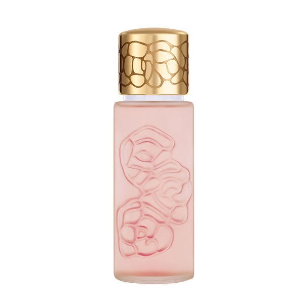 Houbigant - Quelques Fleurs Royale Duftflakon mit zart rosa Glas und goldenem Muster auf weißem Hintergrund