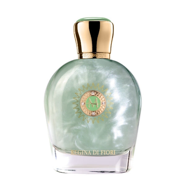 Moresque Parfum - Art of Blend - Regina di Fiori eleganter Flakon mit schimmerndem grünem Perlmutt und goldfarbenem Verschluss