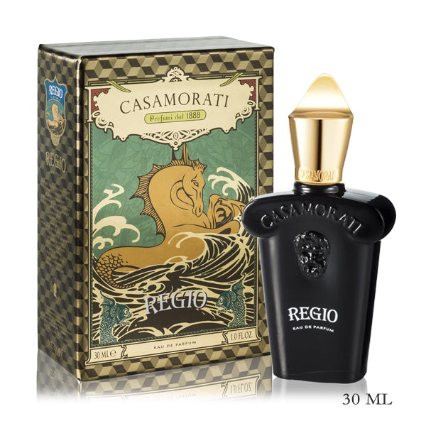 Xerjoff - Casamorati 1888 - Regio schwarzer Flakon mit goldenem Verschluss und kunstvoll dekorierter Verpackung