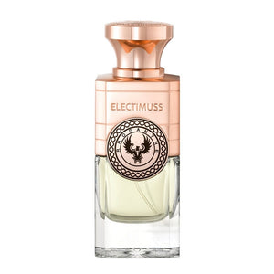 Electimuss - Rhodanthe Flakon mit roségoldenem Verschluss und klarem Glas zeigt elegante Form und zarte Duftflüssigkeit