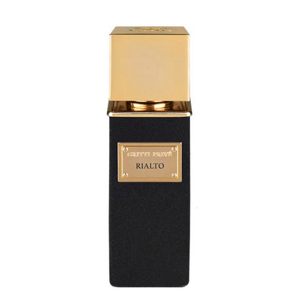 Gritti - Parfum Privée - Rialto Parfumflakon mit schwarzem Gehäuse und goldfarbenem Verschluss vor weißem Hintergrund