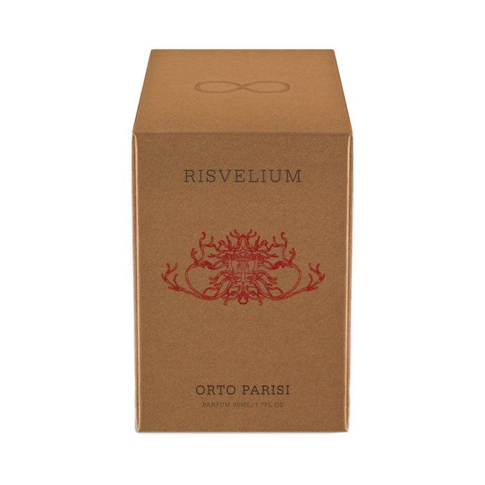 Orto Parisi - Risvelium Verpackung in braun mit rotem Ornament und dezentem Markenschriftzug vor weißem Hintergrund
