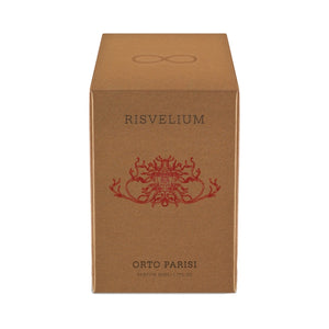 Orto Parisi - Risvelium Verpackung in braun mit rotem Ornament und dezentem Markenschriftzug vor weißem Hintergrund