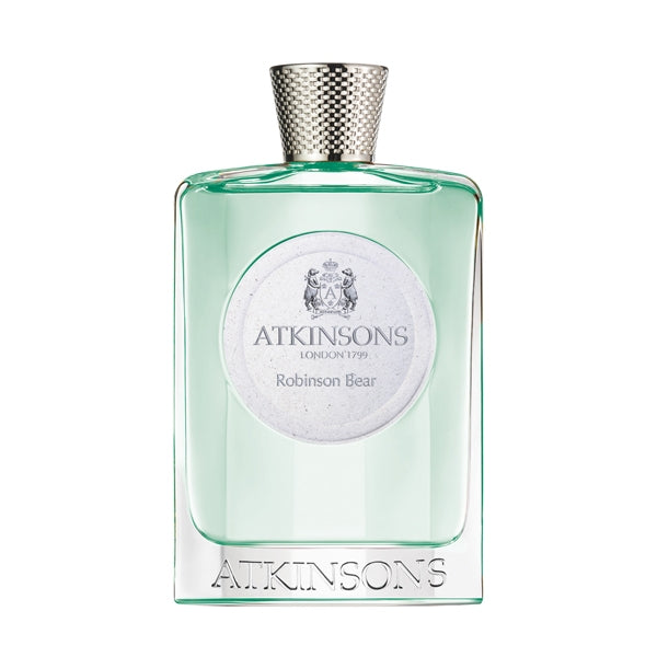 Atkinsons 1799 - The Contemporary Collection - Robinson Bear Flakon mit grünlich transparentem Glas und silberfarbenem Verschluss