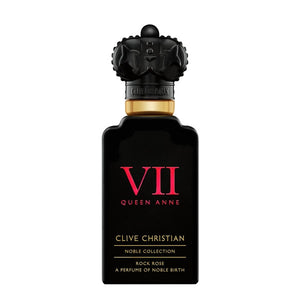 Clive Christian - Noble Collection - Rock Rose Parfumflakon in elegantem Schwarz mit goldfarbenem Detail vor weißem Hintergrund