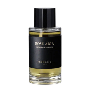 Heeley - Rose Aria - Extrait de Parfum Flakon mit schwarzem Etikett und goldgelber Flüssigkeit auf weißem Hintergrund