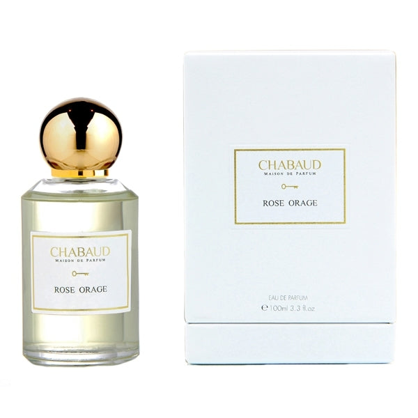 Chabaud - Luxury Line - Rose Orage Parfumflakon mit goldenem Verschluss und elegante weiße Verpackung