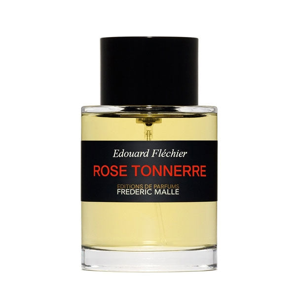 Frédéric Malle - Rose Tonnerre Flakon mit klarem Glas, schwarzem Verschluss und schlichtem Etikett vor weißem Hintergrund