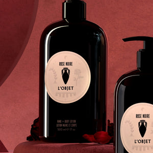L'Objet - Rose Noire - Hand + Body Lotion in edler schwarzer Flasche mit pflegender, feuchtigkeitsspendender Formel