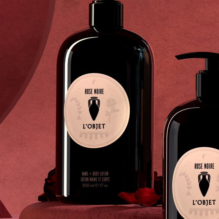 L'Objet - Rose Noire - Hand + Body Lotion in edler schwarzer Flasche mit pflegender, feuchtigkeitsspendender Formel