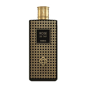 Perris Monte Carlo - Rose de Taif Parfumflakon mit schwarzem und goldenem, filigran verziertem Design und goldfarbenem Verschluss