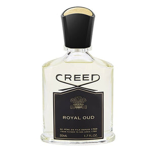 Creed - Royal Oud klarer Flakon mit schwarzem Etikett und goldener Prägung vor weißem Hintergrund