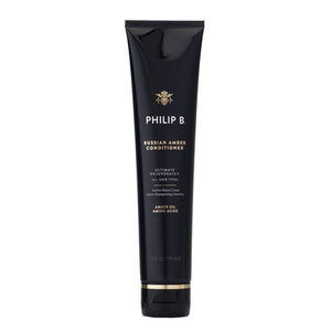 Philip B - Russian Amber Conditioner schwarze Tube mit goldener Schrift und Verschluss vor weißem Hintergrund