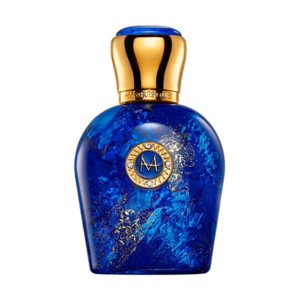 Moresque Parfum - Art Collection - Sahara Blue Flakon mit tiefblauem Glas und goldenem Verschluss in edlem, künstlerischem Design