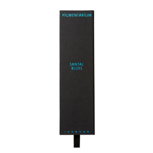 Pigmentarium - Räucherstäbchen - Santal Blues elegante schwarze Verpackung mit türkisfarbenem Schriftzug und Zugband