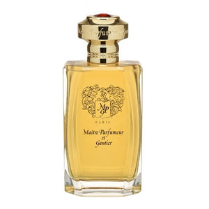 Maître Parfumeur et Gantier - Santal Noble Flakon mit goldenem Verschluss und edlem dekorativem Emblem auf weißem Hintergrund