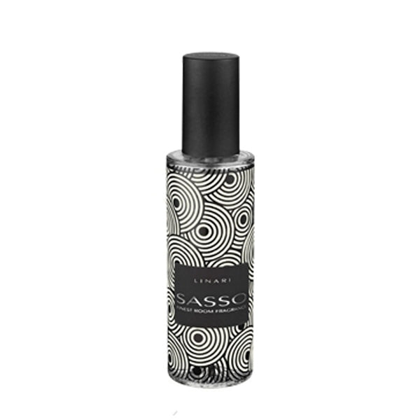 LINARI - Graphic Line - Sasso - Raumspray mit stilvollem Schwarz-Weiß-Muster und frischen Zitrus- und Orangenblütennoten