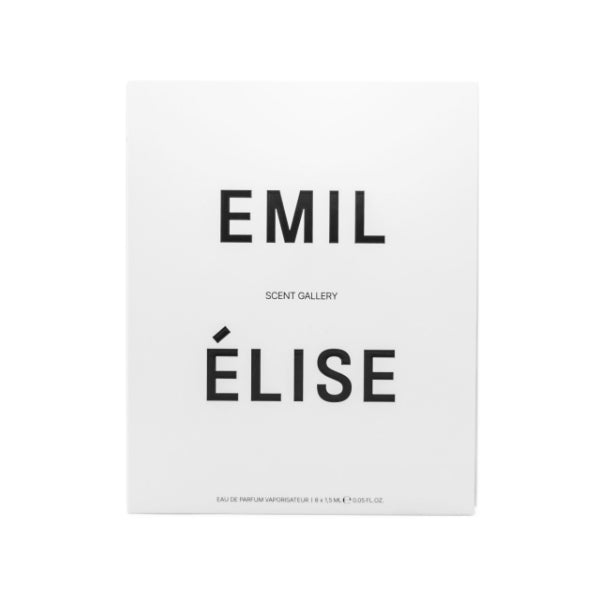Emil Élise - Scent Gallery - Discovery Set edle weiße Verpackung mit schlichtem Schriftzug für Duftproben