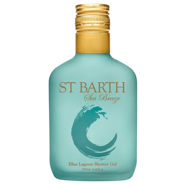 Ligne St Barth - Sea Breeze - Blue Lagoon Shower Gel in türkisfarbener Flasche mit goldfarbenem Verschluss für erfrischende Reinigung