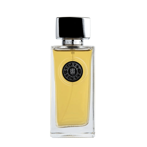 Arte Profumi - Secret Parfumflakon mit klarem Glas, rechteckiger Form und elegantem schwarzem Verschlussdesign