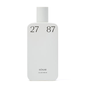 27 87 Perfumes - Wild Line - sónar Parfumflakon in minimalistischem weißem Design vor weißem Hintergrund