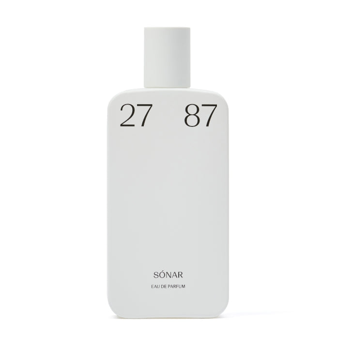 27 87 Perfumes - Wild Line - sónar Parfumflakon in minimalistischem weißem Design vor weißem Hintergrund