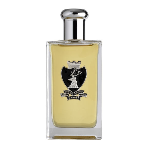 Castle Forbes - Special Reserve - Neroli Parfumflakon mit klarem Glas und silbernem Verschluss vor weißem Hintergrund
