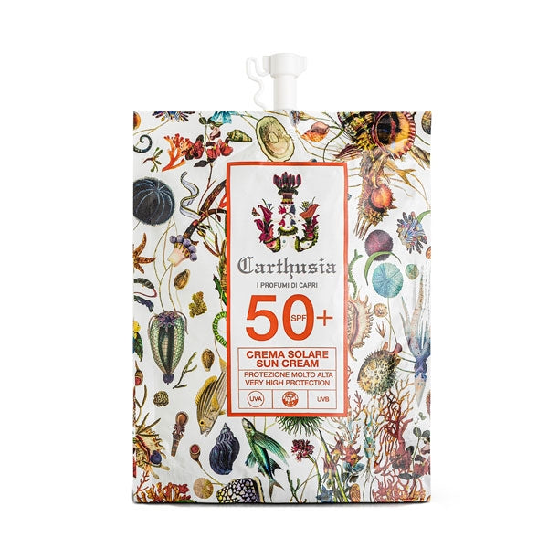 Carthusia - A'MMARE Collection - Sonnenpflege SPF 50+ in umweltfreundlicher, dekorativer Nachfüllpackung mit Meeresmotiven