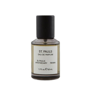 FRAMA - St. Pauls Eau de Parfum in schlichter Flasche mit schwarzem Deckel vor weißem Hintergrund
