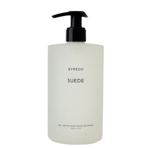 Byredo - Suede - Hand Wash in schlichter transparenter Flasche mit schwarzem Pumpspender für sanfte Reinigung