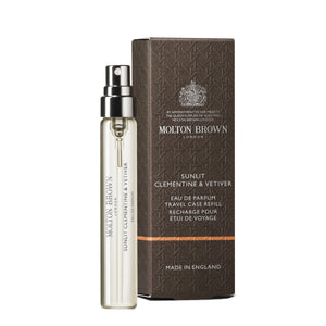 Molton Brown - Sunlit Clementine & Vetiver - Eau de Parfum Reisezerstäuber mit dunkler Verpackung und klarer Flasche