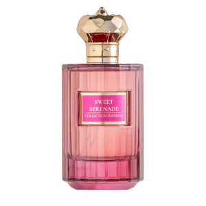 Imperial Parfums - Sweet Serenade in elegantem rosa Flakon mit auffälligem goldfarbenem Verschluss stilvoll präsentiert
