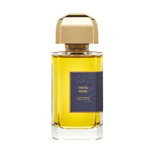 bdk Parfums - Collection Exclusive - Tabac Rose Parfumflakon mit goldfarbenem Verschluss und dunkelblauem Etikett vor weißem Hintergrund